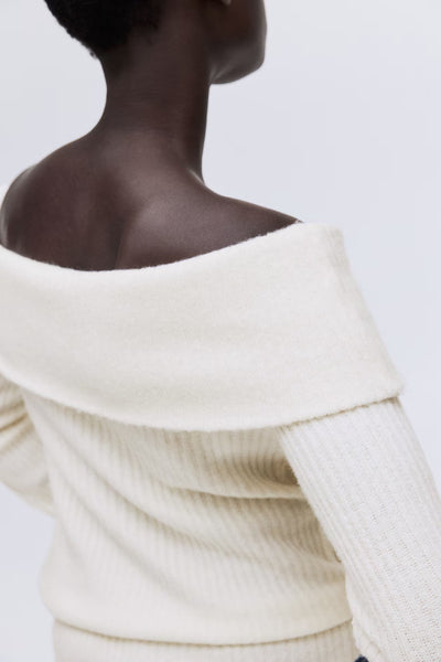 Ribbed off-the-shoulder top