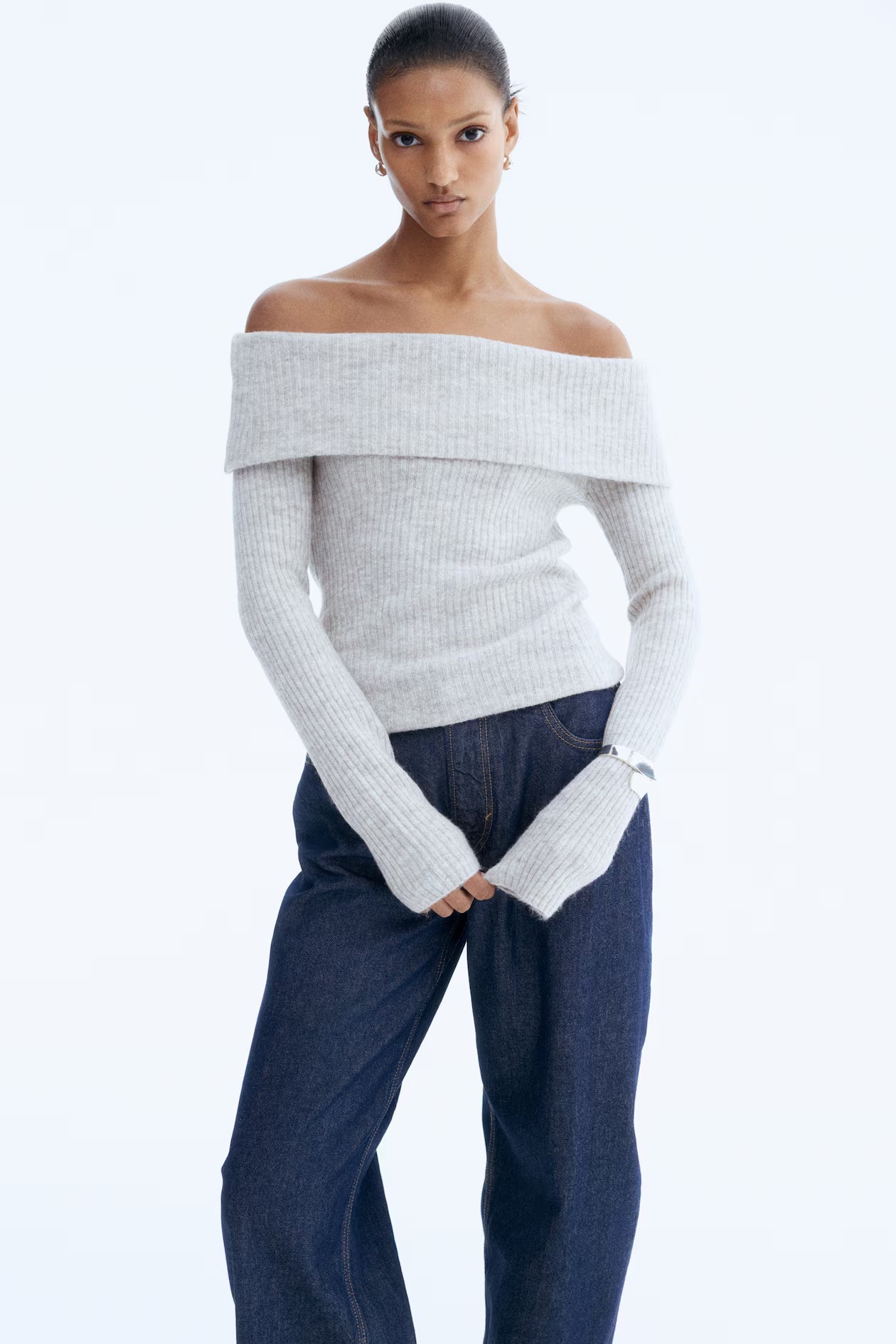 Ribbed off-the-shoulder top
