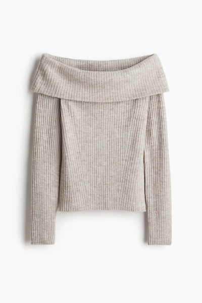 Ribbed off-the-shoulder top