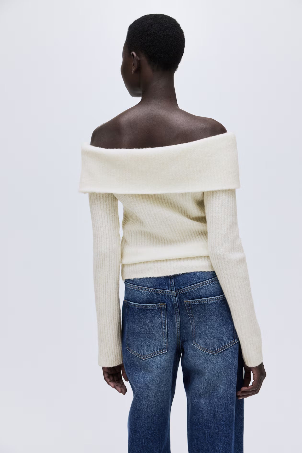 Ribbed off-the-shoulder top