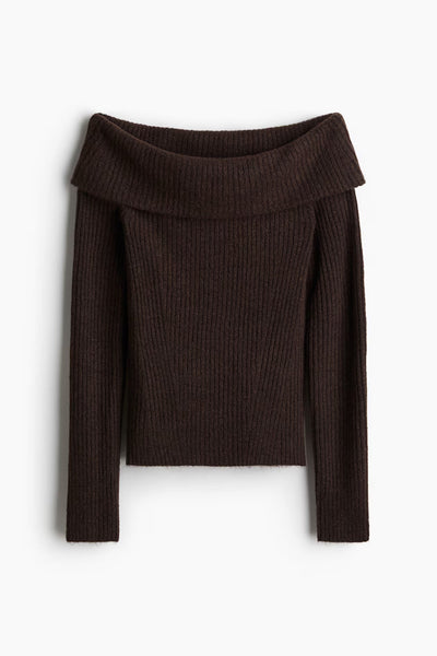 Ribbed off-the-shoulder top